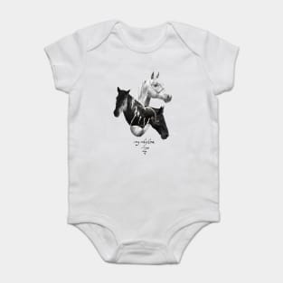 Horses Artistic black and white Painting Decorative - for horse lovers Baby Bodysuit